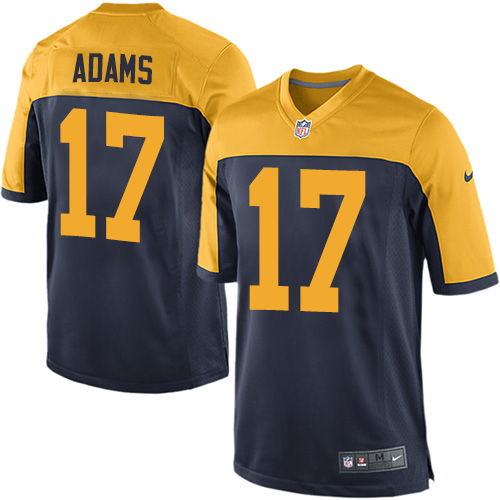 Men's Game Davante Adams Nike Jersey Navy Blue Alternate - #17 NFL Green Bay Packers